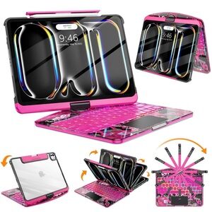 Pink Tablet Keyboard Case With Trackpad iPad Pro 11”